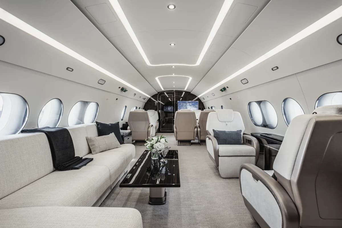 ACJ TwoTwenty 9H-818TG executive area with club seating