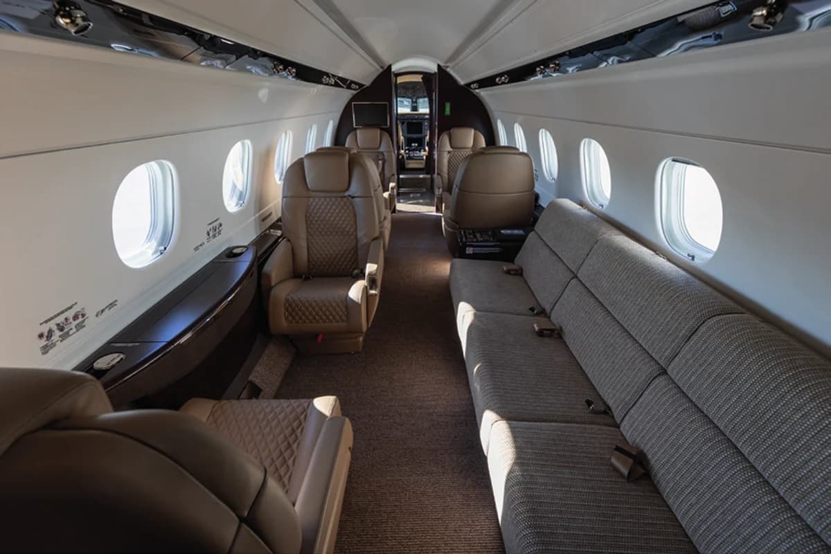 Praetor 600 UP-EM022 cabin looking aft