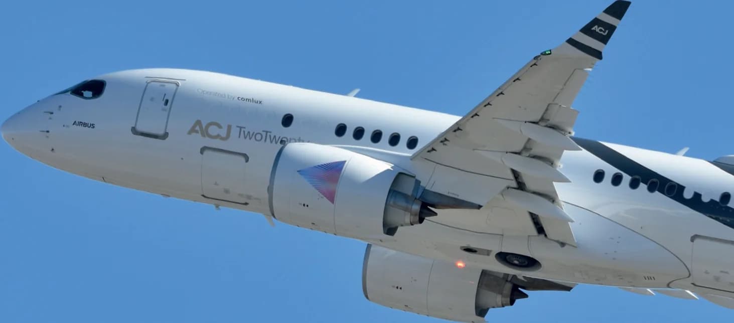 Airbus ACJ TwoTwenty 9H-FIVE in flight