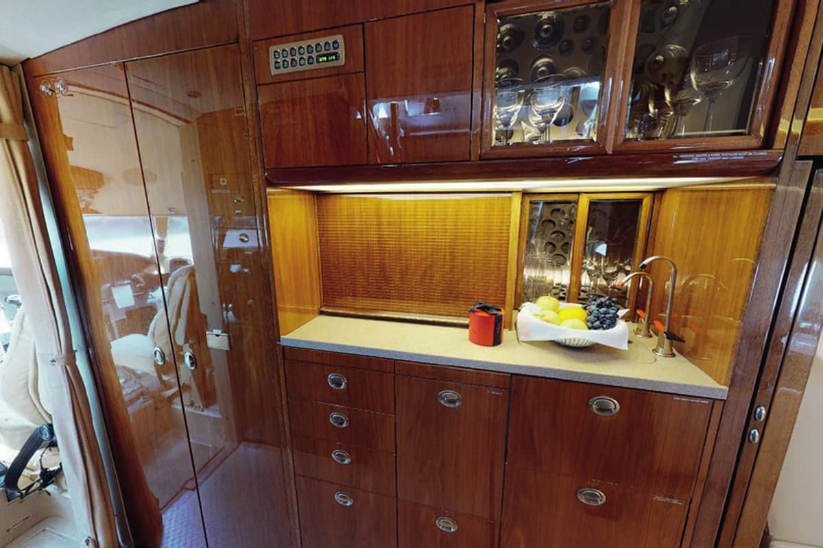 Challenger 604 UP-CL602 forward galley with wood cabinetry