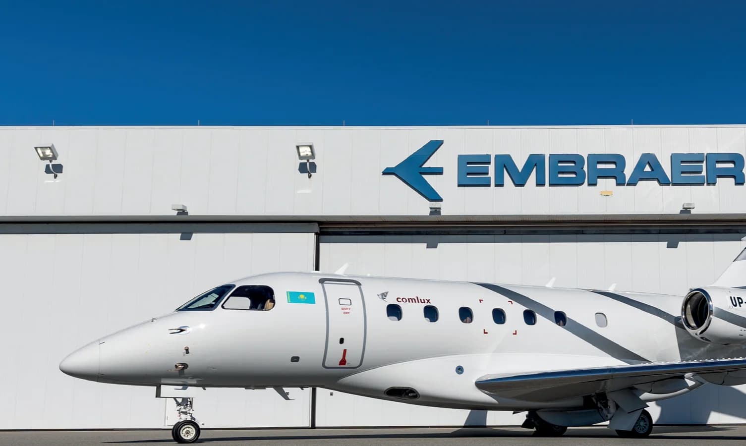 Embraer Praetor 600 UP-EM022 in front of the Embraer hangar